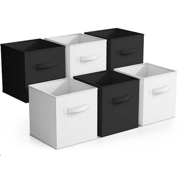 Foldable Storage Cubes Handles, Multicolored 10.5 in. x 11 in. Fabric Decorative Basket (Set of 6) Closet Organizer