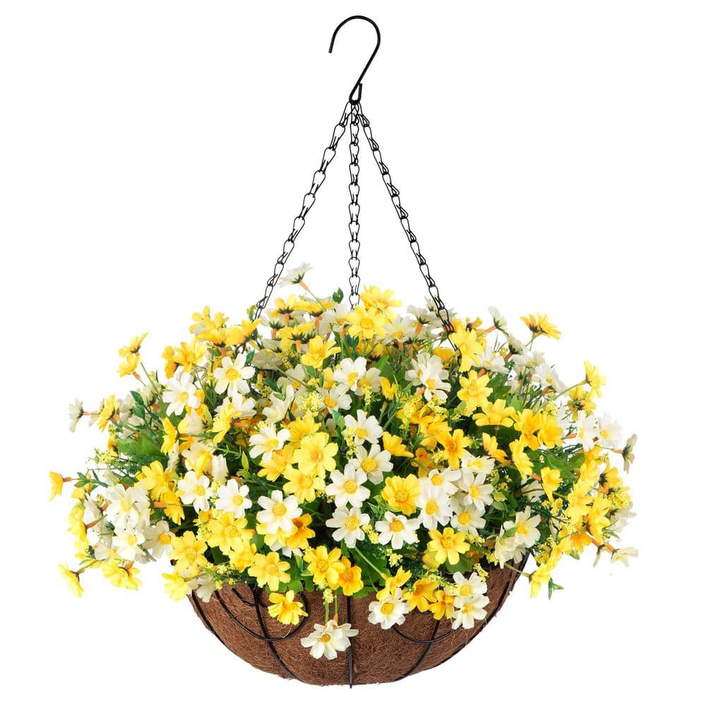 Afoxsos 21.3 in. Yellow White Indoor/Outdoor Artificial Daisy