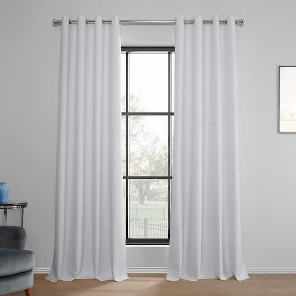 Exclusive Fabrics & Furnishings White Performance Linen Curtains Grommet 50 in. W x 108 in. L Hotel Blackout Curtains (Single Panel)