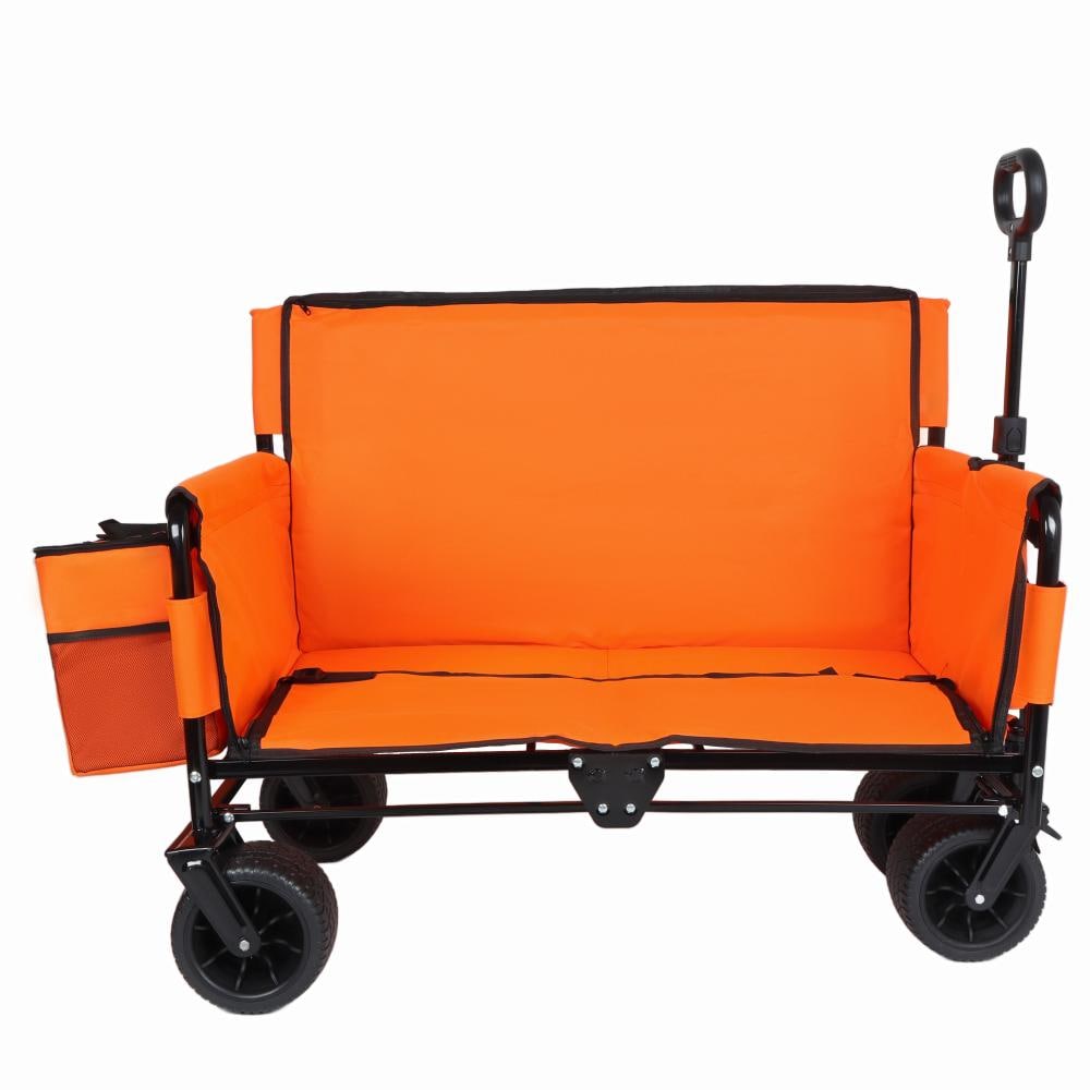3-in-1 Folding Steel Outdoor Garden Cart with Bench Seat & Storage-Includes 1 ice pack 500lbs,180L Capacity Orange price history on PriceWatchPro