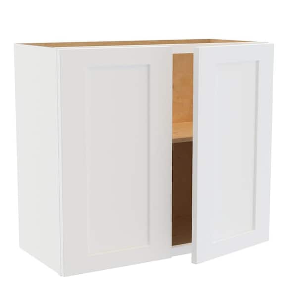 Home Decorators Collection Newport Pacific White Painted Plywood Shaker Stock Assembled Wall Kitchen Cabinet 12 in. x 24 in. x 27 in. Soft Close