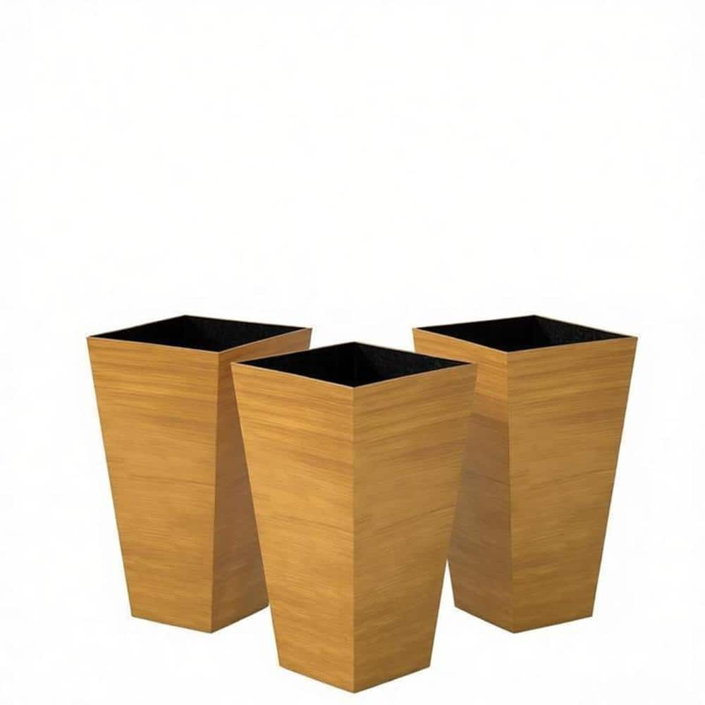 15.75 in. L x 15.75 in. W x 28 in. H Set of 3 Polypropylene Tall Planters in Light Brown price history on PriceWatchPro