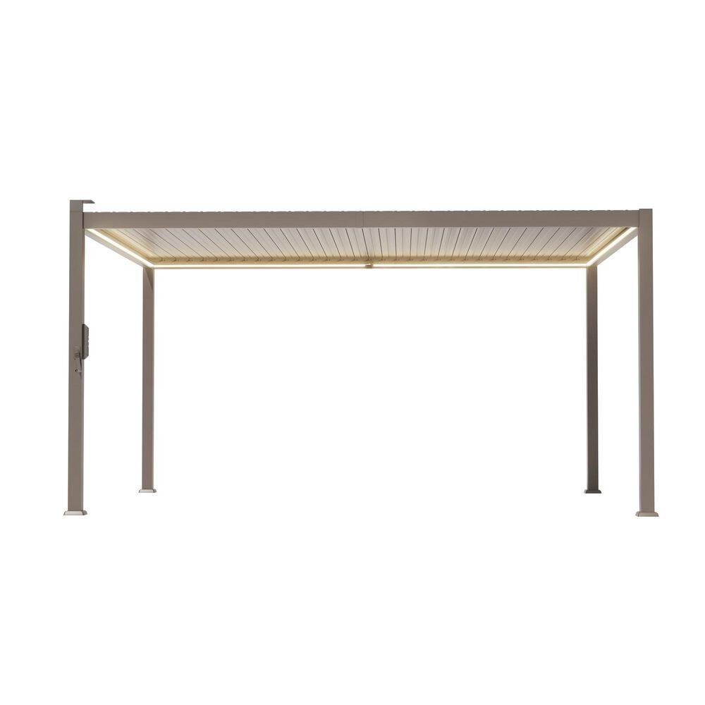 12 ft. x 14 ft. LED Dark Brown Weather-Resistant Aluminum-Steel Pergola with Adjustable Louvers price history on PriceWatchPro