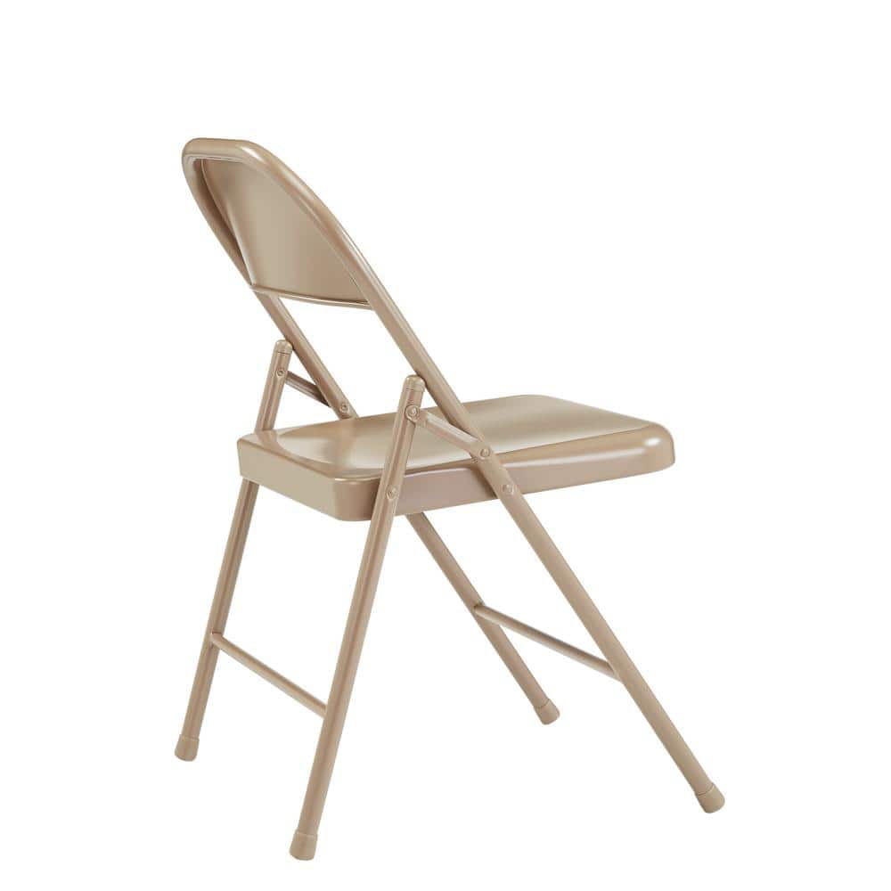 Beige Metal Armless Folding Reception Chair Set of 4