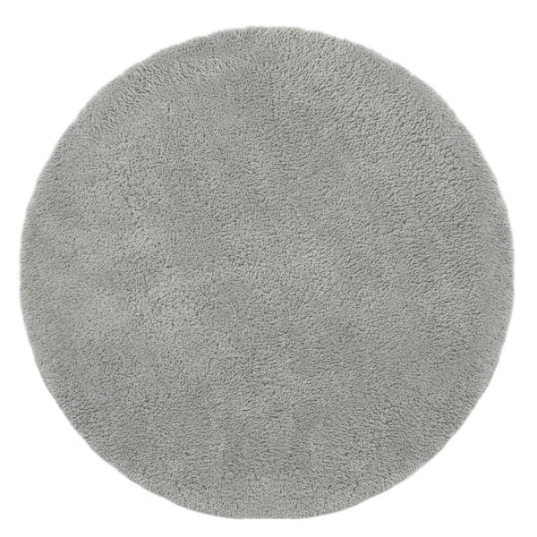 iliebe GHDG Solid Gray 4 ft. Shag Thick Plush Round Rug Area Rug