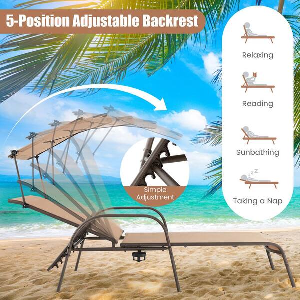 UDPATIO Oversized Outdoor Chaise Lounger Set, 5-Level Adjustable