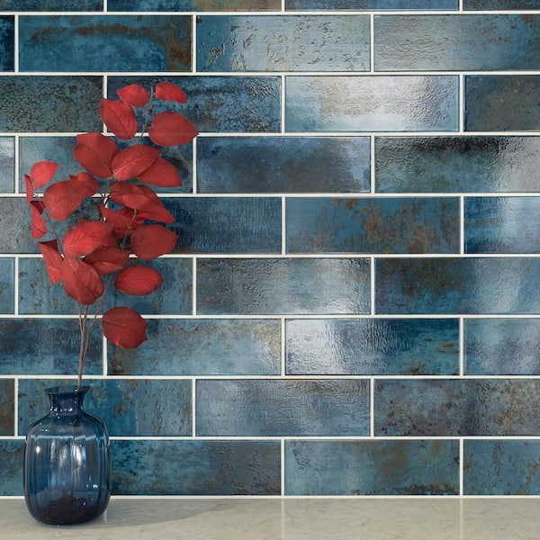 Marza Cobalt 4 in. x 12 in. Glossy Ceramic Subway Wall Tile (11.22 sq. ft. / case)