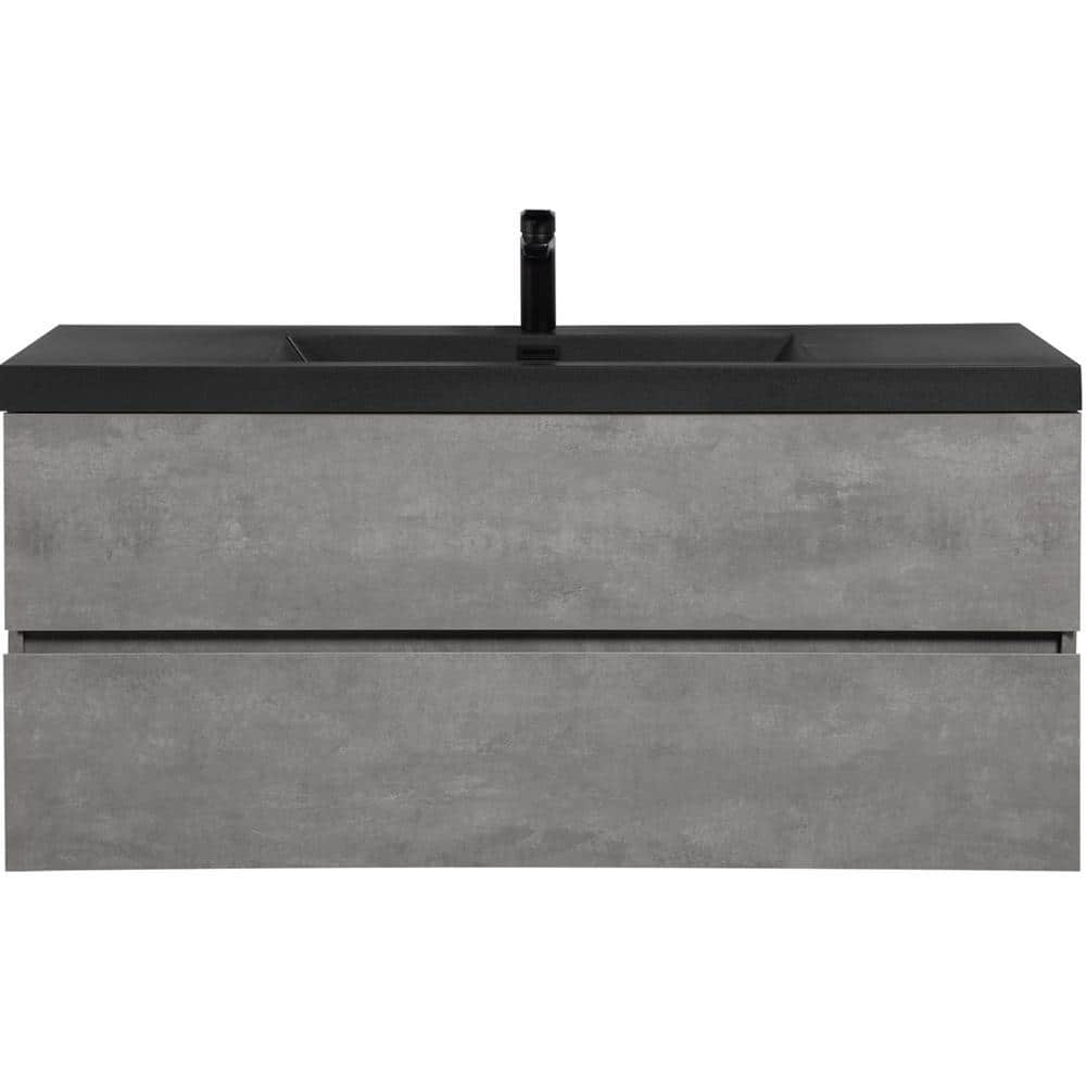 48 in. Wall-Mounted Grey Bath Vanity with Black Solid Surface Top Unassembled price history on PriceWatchPro