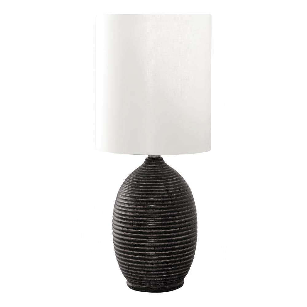 16 in. Black Resin 1-Light Contemporary Table Lamp with Beehive Base and Ivory Fabric Shade for Living Room, Bedroom price history on PriceWatchPro