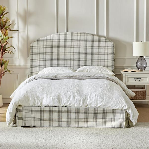 JAYDEN CREATION Christoph Beige Wood Frame King Platform Bed with Upholstered Headboard