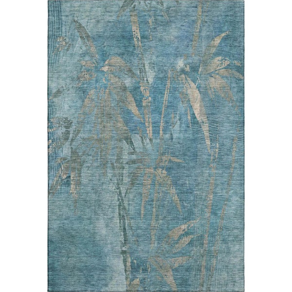 Mayfield Premium Machine Washable Abstract AMF2222 Seafoam 10 ft. x 14 ft. Area Rug