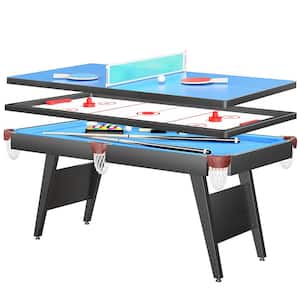3-in-1 Multi-Game Table, 65 in. Combo Game Table Set Includes Pool Table, Billiard Tables, Hockey Table