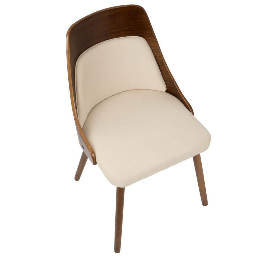 Scandinavian Walnut and Cream Upholstered Side Chair