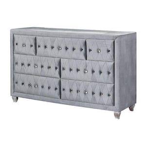 Alzir 7-Drawers Gray Dresser 37.75 in. H x 60.88 in. W x 19.63 in. D