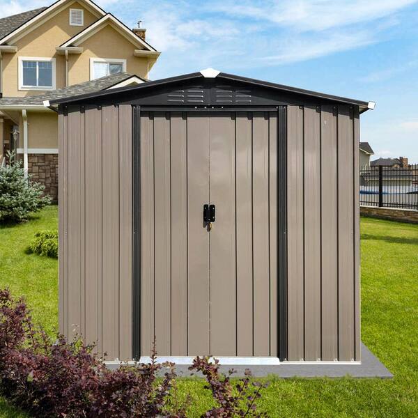 6 ft. W x 4 ft. D Outdoor Metal Storage Shed with Sliding Doors (24 sq. ft.)