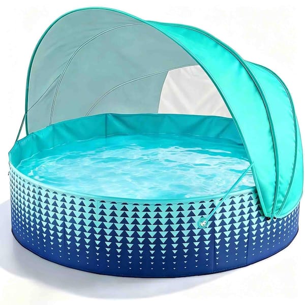 48 in. x 35 in. Foldable Round Kiddie Pool with Sun Canopy