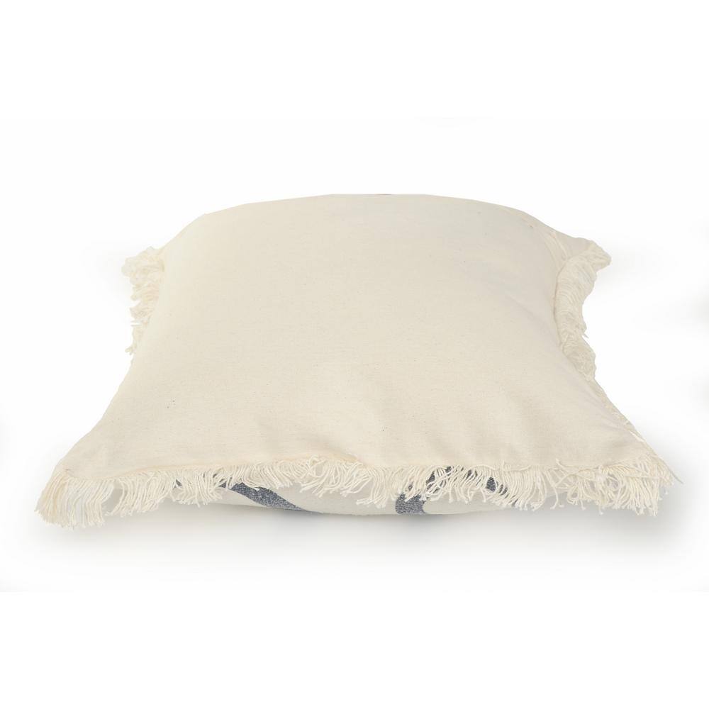 Coastal Blue Octopus Fringed Square Cotton Pillow