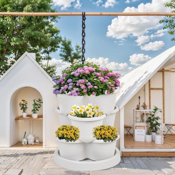 Inner Decor 5-Tier Stackable Vertical Garden Planter with Wheels