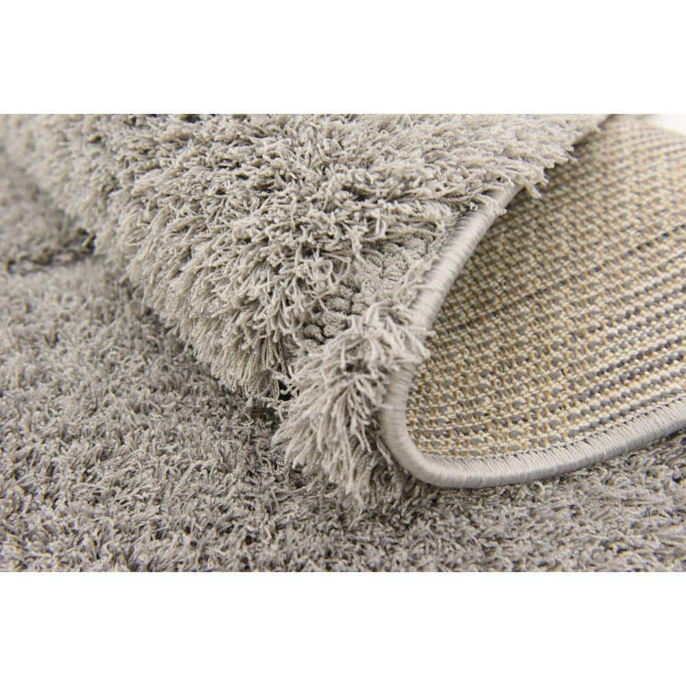 Gray Floral Vine Shag Rug, 4' x 6', Easy-Care Synthetic
