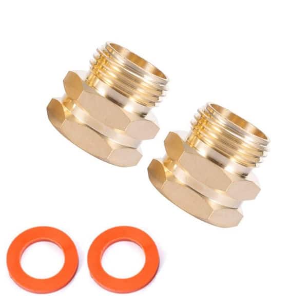 3/4" GHT Male x 3/4" NPT Female Connector, GHT to NPT Brass Garden Hose Adapter, Brass Garden Connections 2 Pieces