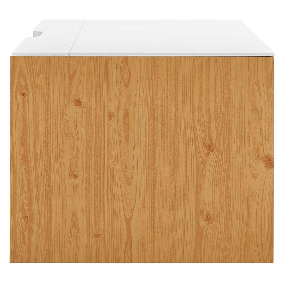 White Natural Wall-Mounted 38" Wood Office Desk