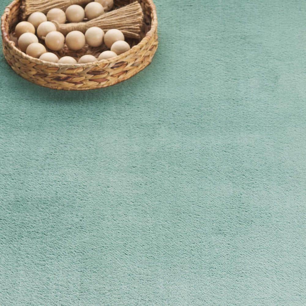 Sage Green Faux Rabbit Fur Washable 4' x 6' Area Rug