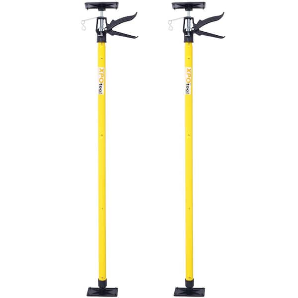 Yellow Adjustable Steel 3rd Hand Support System for Jacks Cargo Bars Drywalls, Extends from 45 to 114 in. (2-Pack)