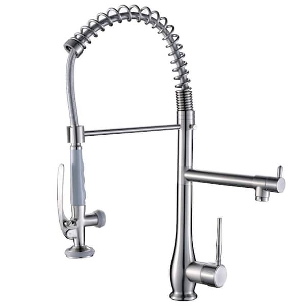 Boyel Living Silver Single-Handle Faucet Pull-Down Sprayer Kitchen Faucet