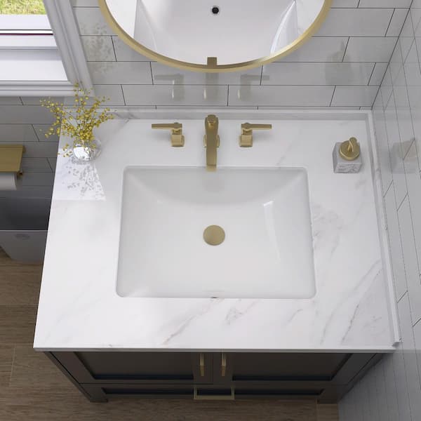 Caribさん‼️ Zeafive 18 in. L Rectangular Bathroom Sink in White Ceramic