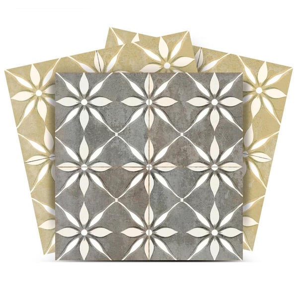 Gray and Khaki R278 4 in. x 4 in. Vinyl Peel and Stick Tile (24-Tiles, 2.67 sq. ft./Pack)