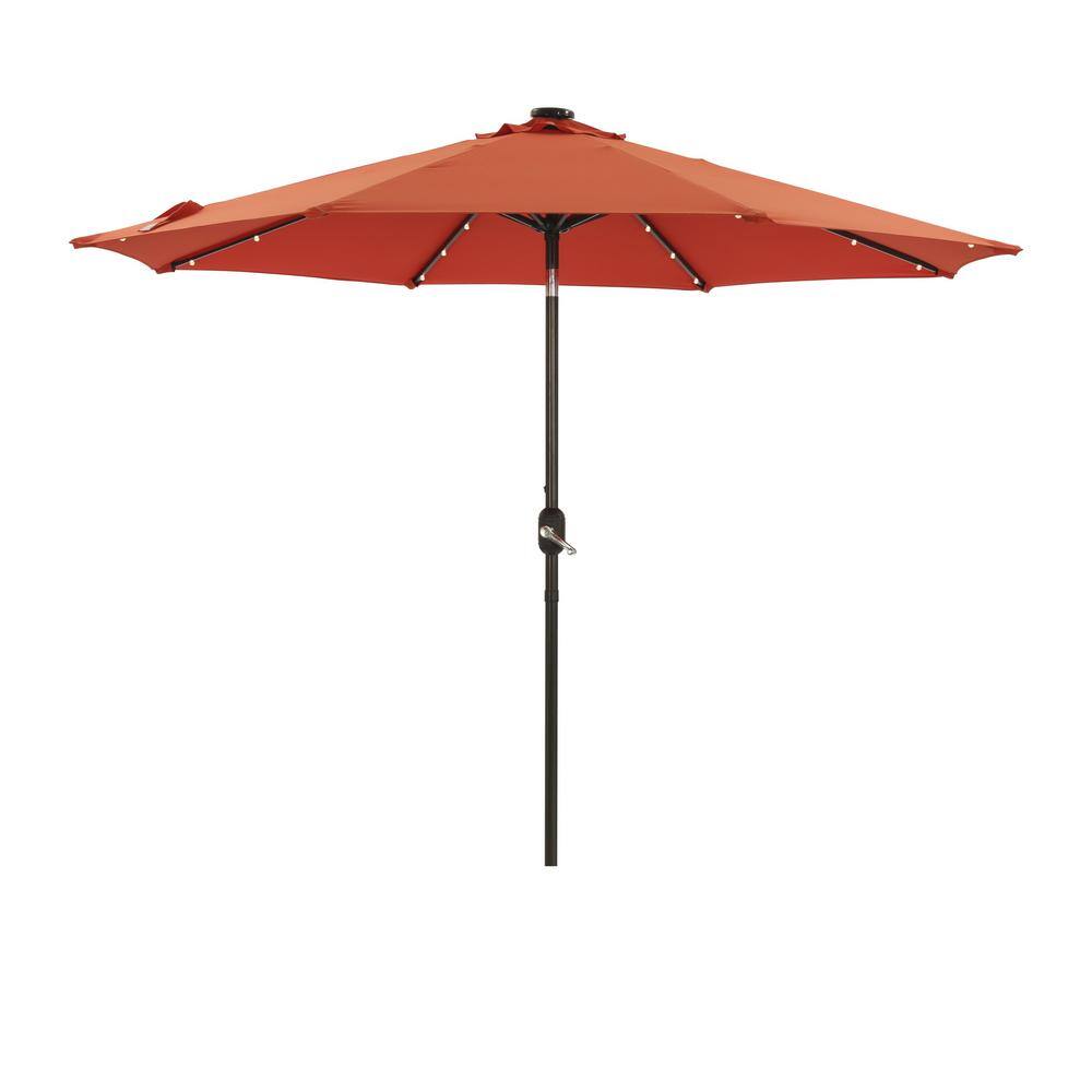 9 ft. Solution-Dyed Fabric Aluminum Market Patio Umbrella in Orange with So