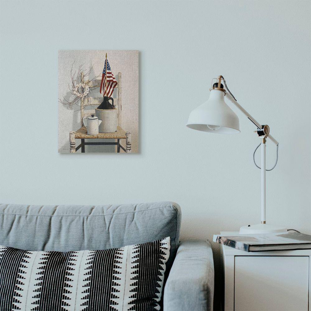Vintage Rustic American Flag Canvas Wall Art, 16x20