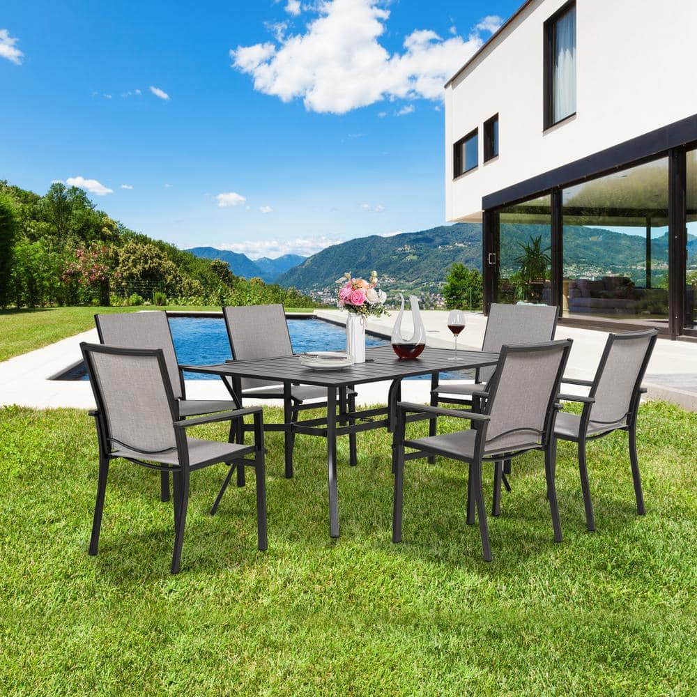 7-Piece Metal Patio Patio Conversation Patio, Seating Set, Outdoor Dining C