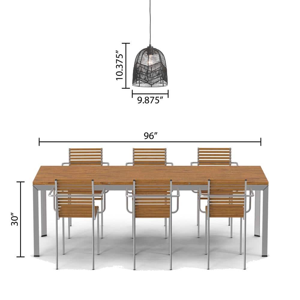 Zola 10'' Adjustable Black Rattan Dome Pendant Light