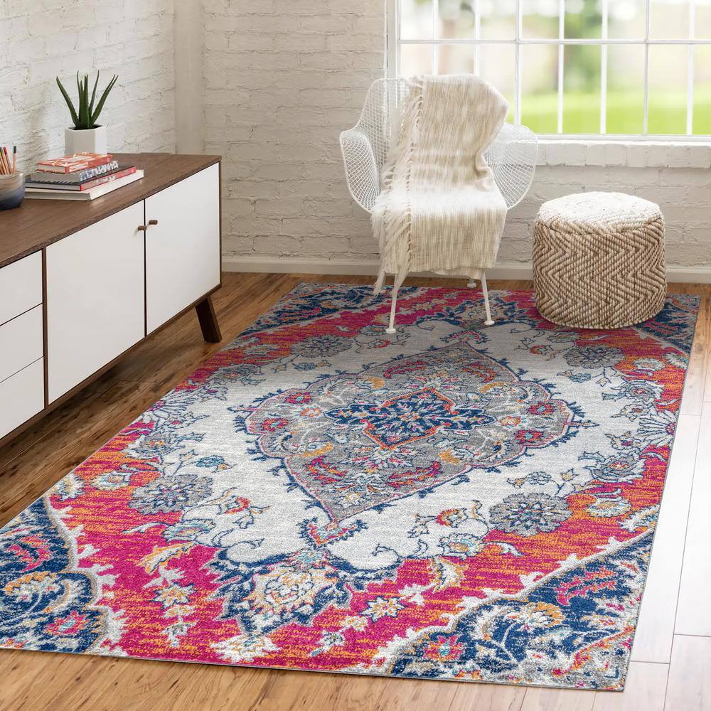 JONATHAN Y Bohemian Flair Boho Vintage Medallion Blue/Multi 8 ft. x 10