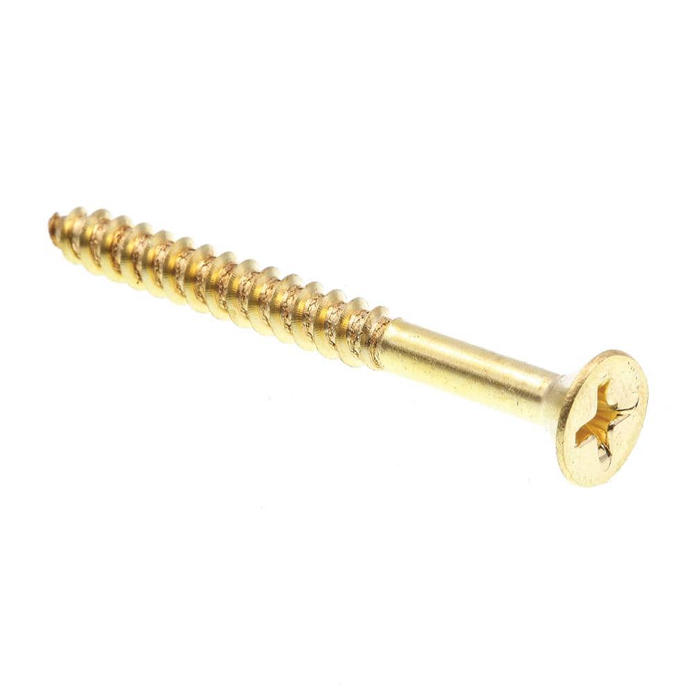 PrimeLine 10 x 2 in. Solid Brass Phillips Drive Flat Head Wood Screws