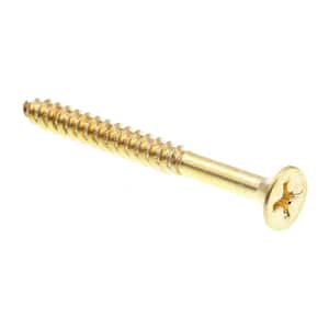 #10 x 2 in. Solid Brass Phillips Drive Flat Head Wood Screws (25-Pack)