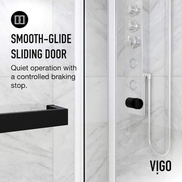 VIGO Satro E-Class 52 to 60 in. W x 74 in. H Semi-Frameless Double