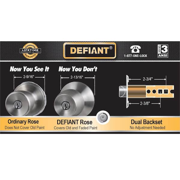 Defiant Simple Series Round Satin Nickel Keyed Entry Door Knob EVTFX200B -  The Home Depot