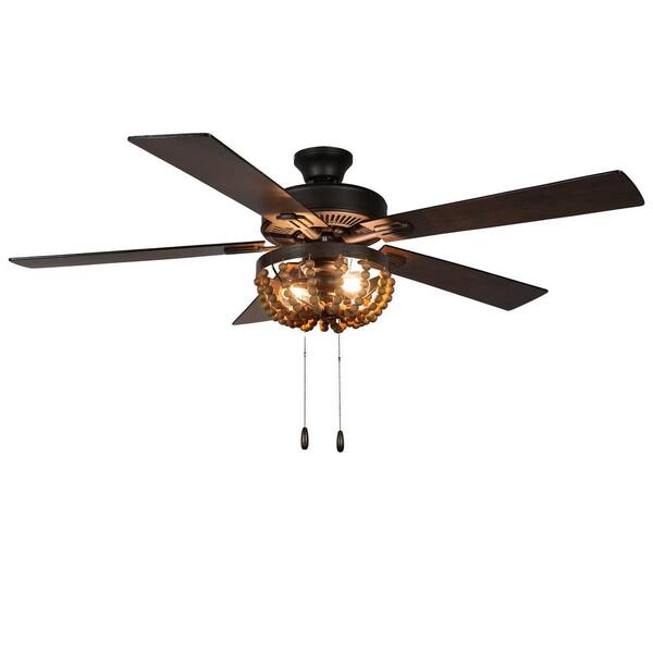 River Of Goods Alma 52 In Led Indoor Brown Ceiling Fan With Light 20044 The Home Depot - Brown Chandelier Ceiling Fan