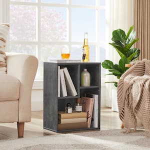 Bookshelf, Bookcase with 3-Open Adjustable Storage Cubes, Floor Standing Unit, Side Table Bookcase, Gray