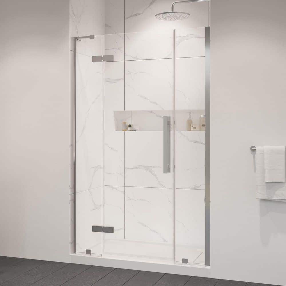 Tampa 48 in. W x 32 in. L x 72.01 in. H Alcove Shower Kit with Pivot Frameless Door in Satin Nickel and Shower Pan price history on PriceWatchPro