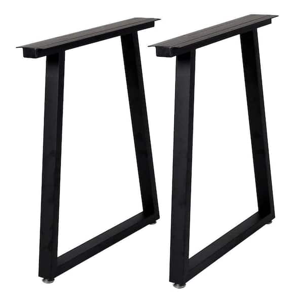 28 in. H Black Metal Dining Table Legs Seats 4, Heavy Duty Metal Desk Legs for Table Trapezoid Shape (2-Pack)