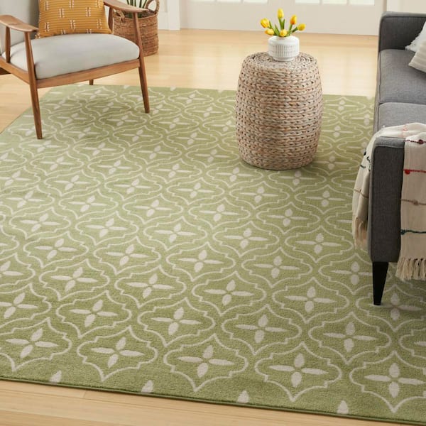 Essentials Green Ivory 8 ft. x 10 ft. Moroccan Contemporary Area Rug