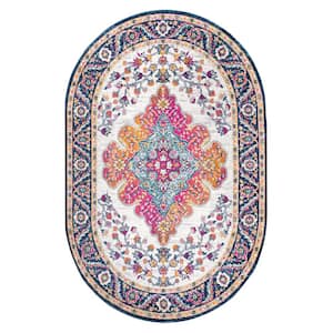 Bohemian Flair Boho Blue/Multi 3 ft. x 5 ft. Vintage Medallion Oval Area Rug