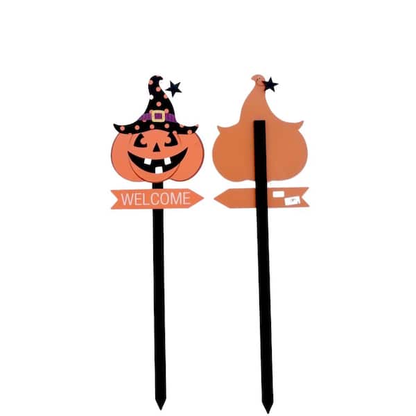 36 in. Jack O Face Halloween Pumpkin Wood Yard Stake