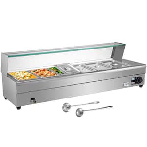 6 Pan x 1/3 GN Stainless Steel Commercial Food Steam Table 6 in. Deep 1500Watt Electric Countertop Food Warmer 42 Qt.