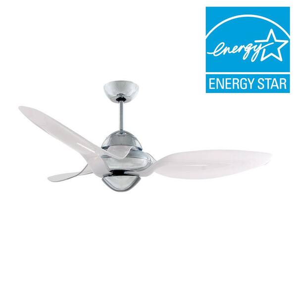 Vento Clover 54 in. Indoor Chrome Ceiling Fan with 3 Snow White Blades