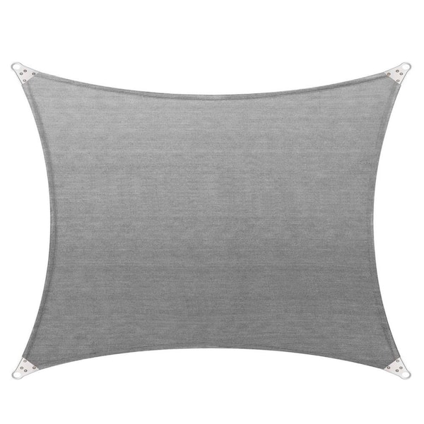COLOURTREE 24 ft. x 18 ft. 260 GSM Reinforced (Super Ring) Grey Rectangle Sun Shade Sail Screen Canopy, Patio and Pergola Cover