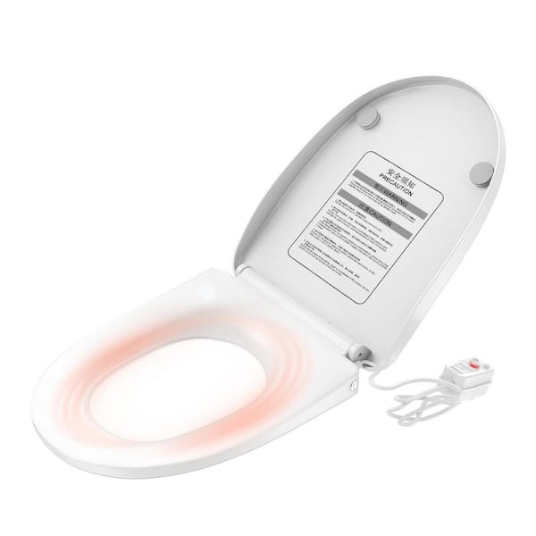 Warm Comfort Series Elongated Heated Toilet Seat with 3-Speed Temp Adjustment, Night Light and Temp Display, in White